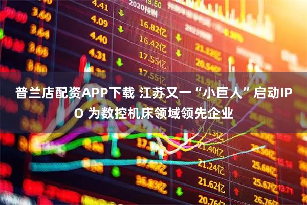 普兰店配资APP下载 江苏又一“小巨人”启动IPO 为数控机床领域领先企业
